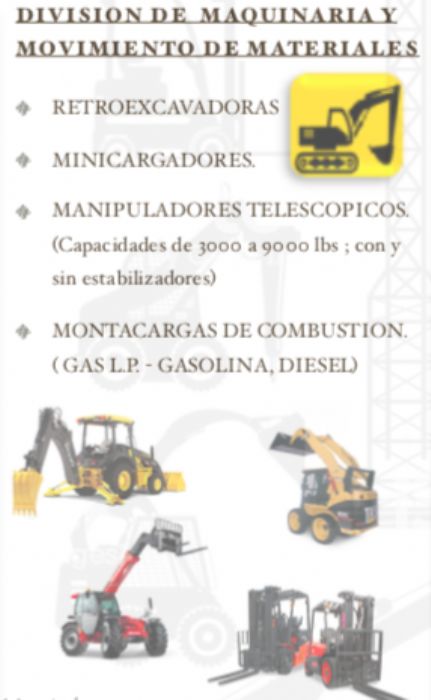 RENTA DE MAQUINARIA Y RENTA DE EQUIPO DE MOVIMIENTO DE MATERIALES